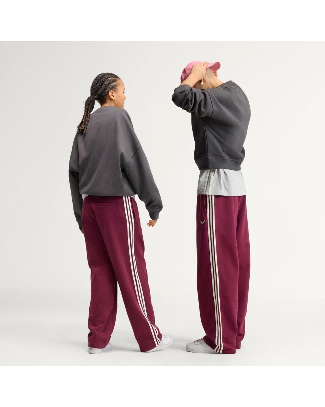 Adidas Purple Adisignature 3 Stripes Open Hem Sweatpants