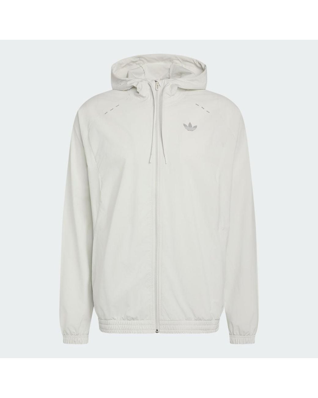 Adidas White Tech Trefoil Essentials Hooded Full Zip Track Top for men