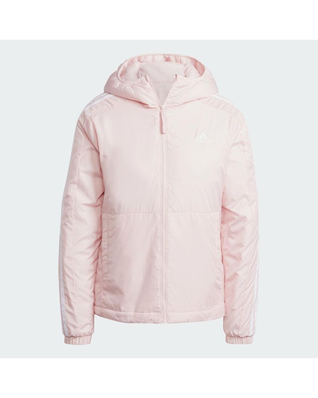 Adidas Pink Essentials 3-Stripes Insulated Hooded Jacket