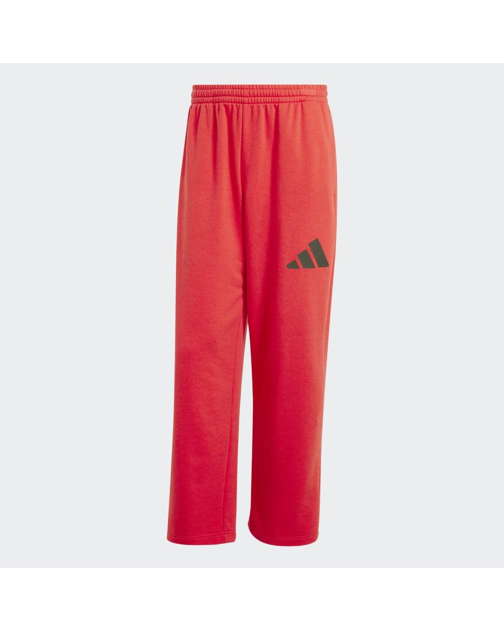 Adidas Red Essentials Wide Leg 3 Bar Logo Joggers for men