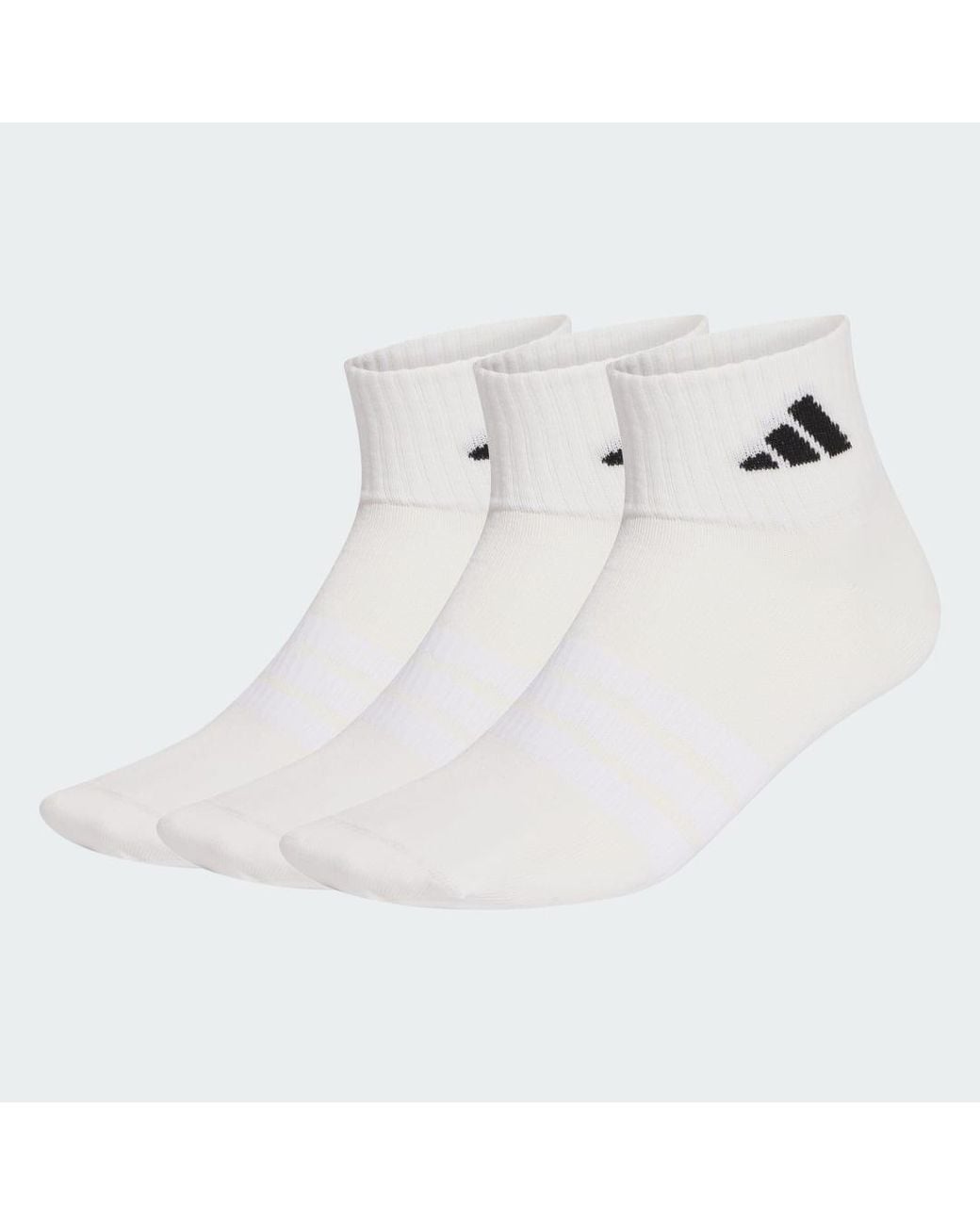 Adidas White Thin&Amp;Light Sportswear Ankle Socks 3 Pair Pack