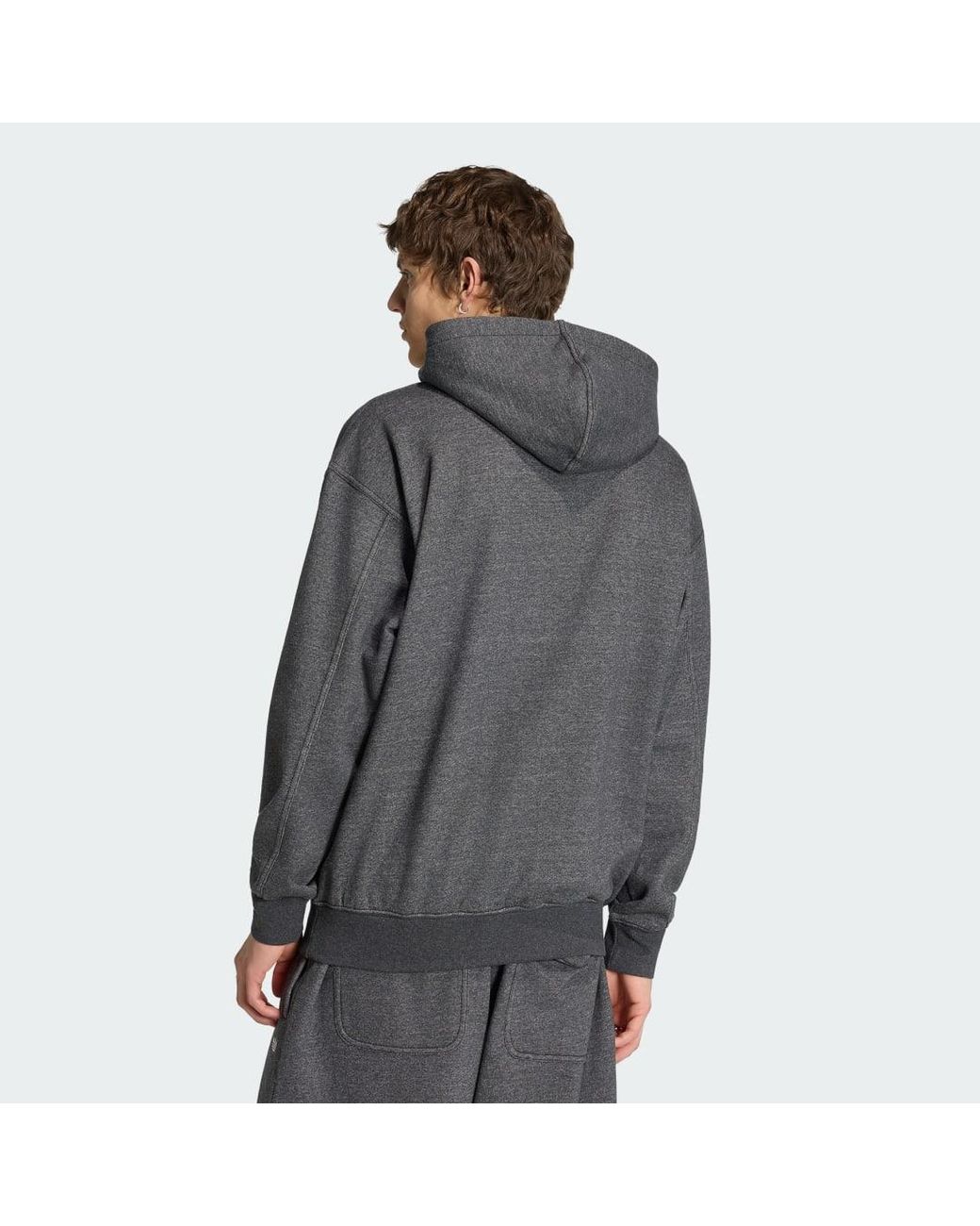 Adidas Gray Trefoil Essentials Melange Loose Hoodie for men