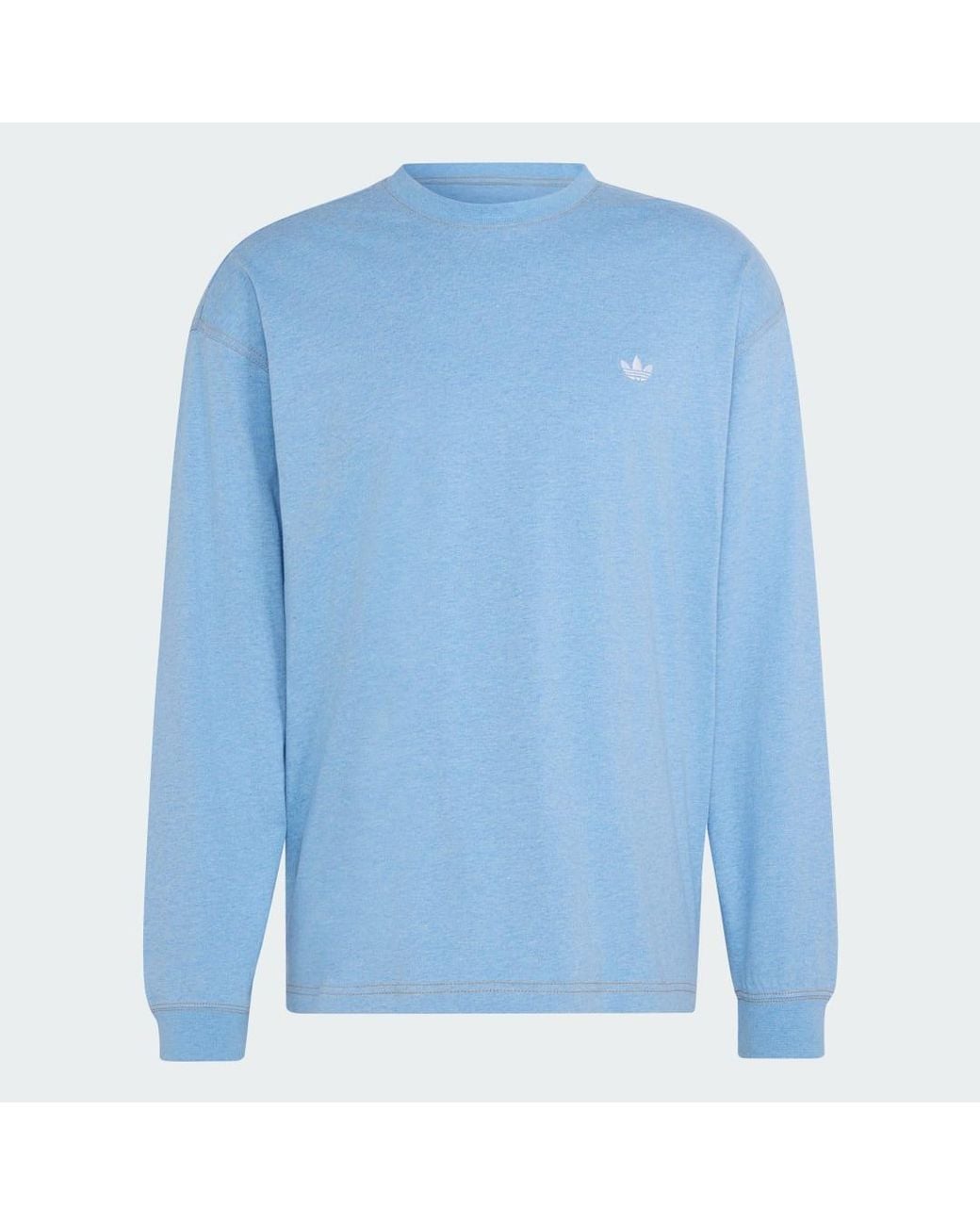 Adidas Blue Trefoil Essentials Melange Long Sleeve Long-Sleeve Top for men