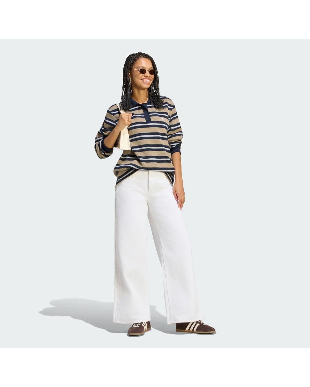 Adidas Black Stripe Knitted Polo Top
