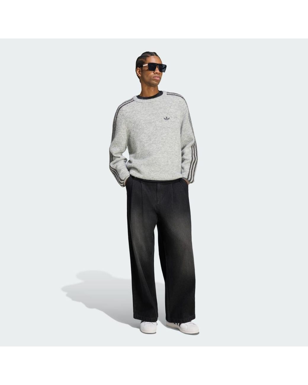 Adidas Black Jeans Mid-Rise Wide Leg for men