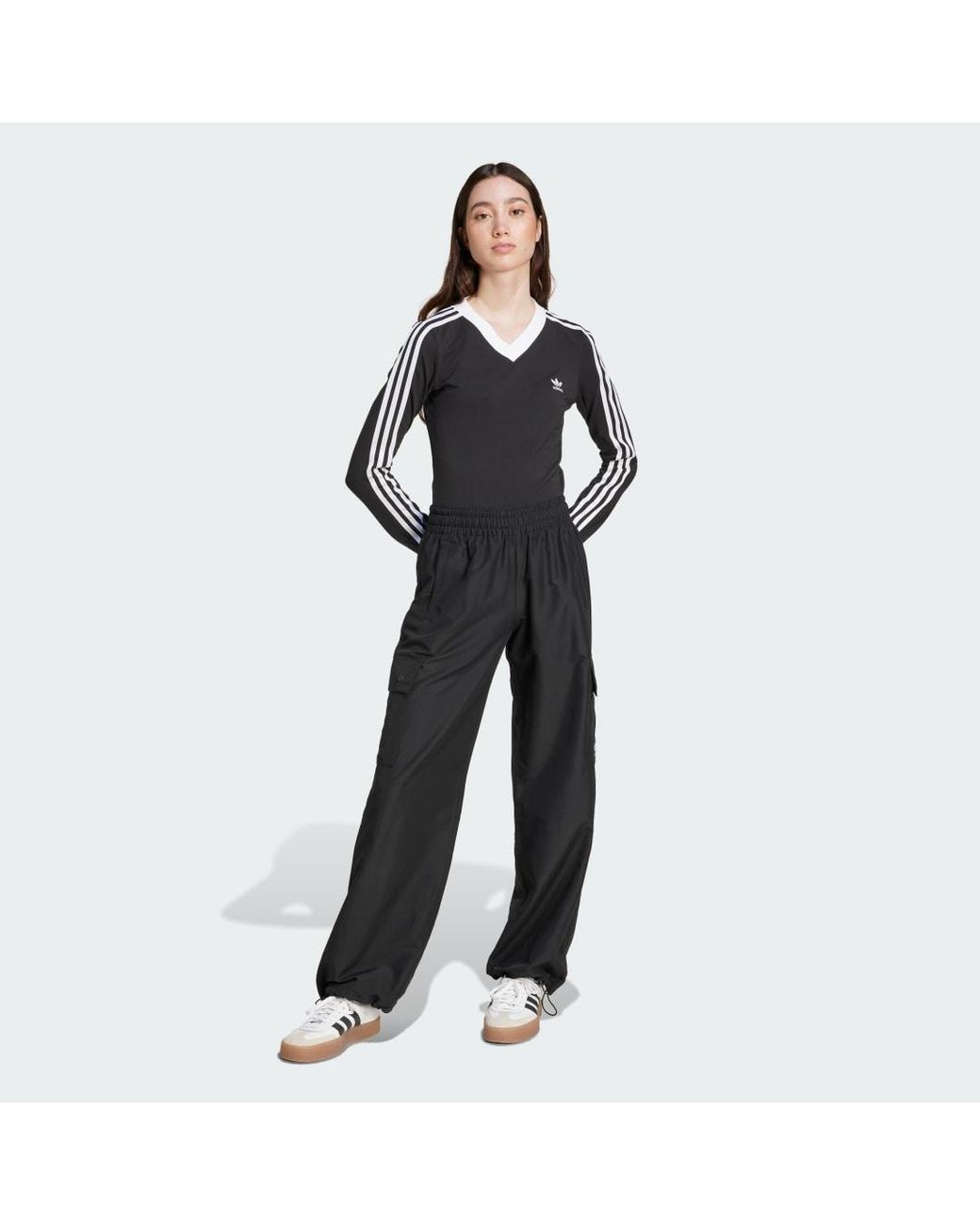 25SS新作VネックTシャツ【ADIDAS】V Neck Long Sleeve Shirt セール】adidas/ アディダス V-NECK LS TEE（Tシャツ/カットソー
