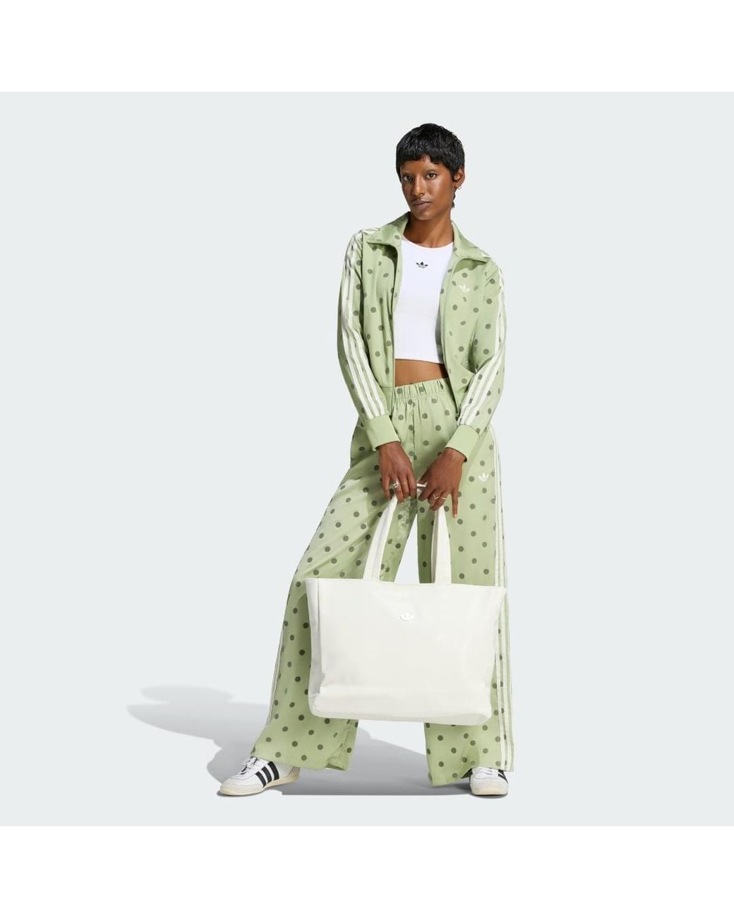 Adidas Green Satin Polka Dots Tt Track Top