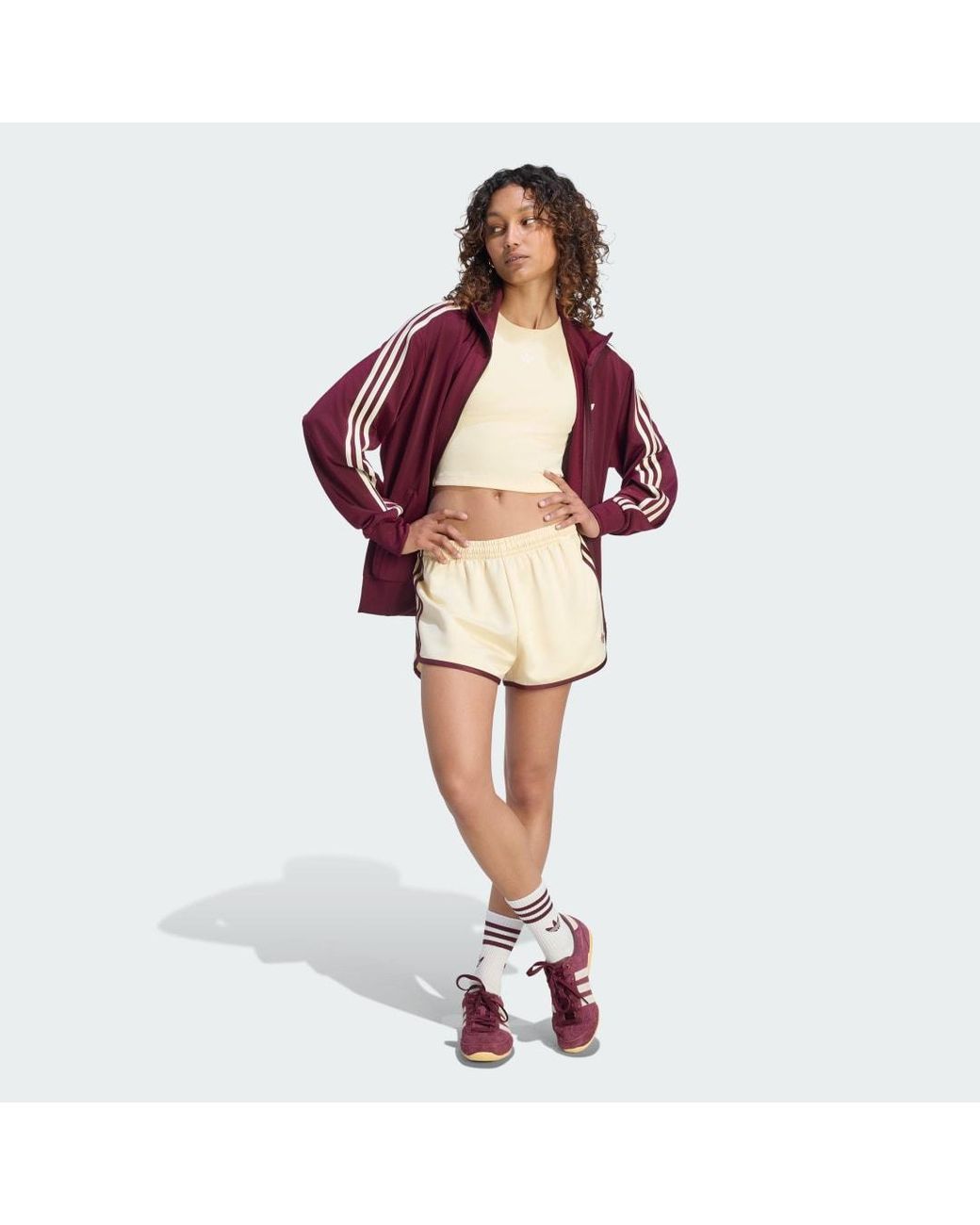 Adidas White Satin 3S Sprinter Shorts
