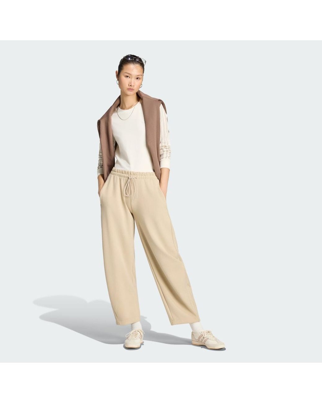 Adidas Natural Barrel Leg Tracksuit Bottoms