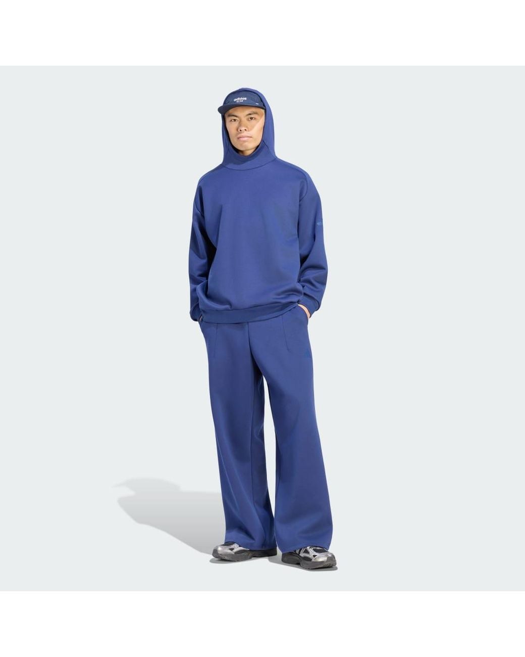 Adidas Blue Soft Lux Winter Knit Hoodie for men