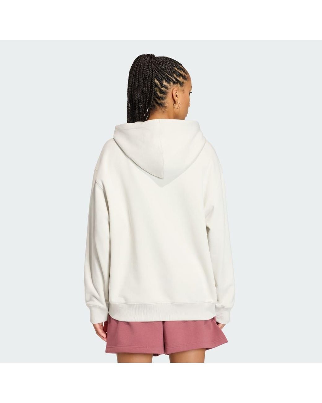 Adidas White Essentials Loose French Terry Hoodie