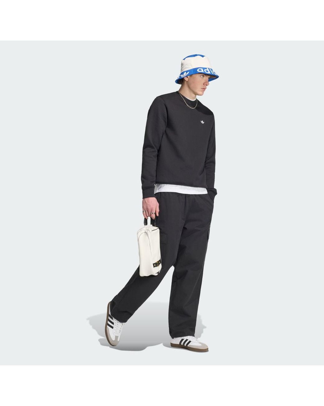 Adidas Blue Trefoil Essentials Crew Sweatshirt for men