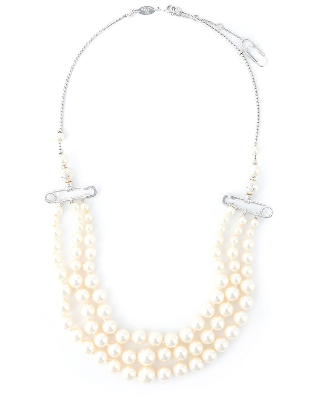 Vivienne Westwood Safety Pin Strands Of Pearls Necklace in White Lyst UK