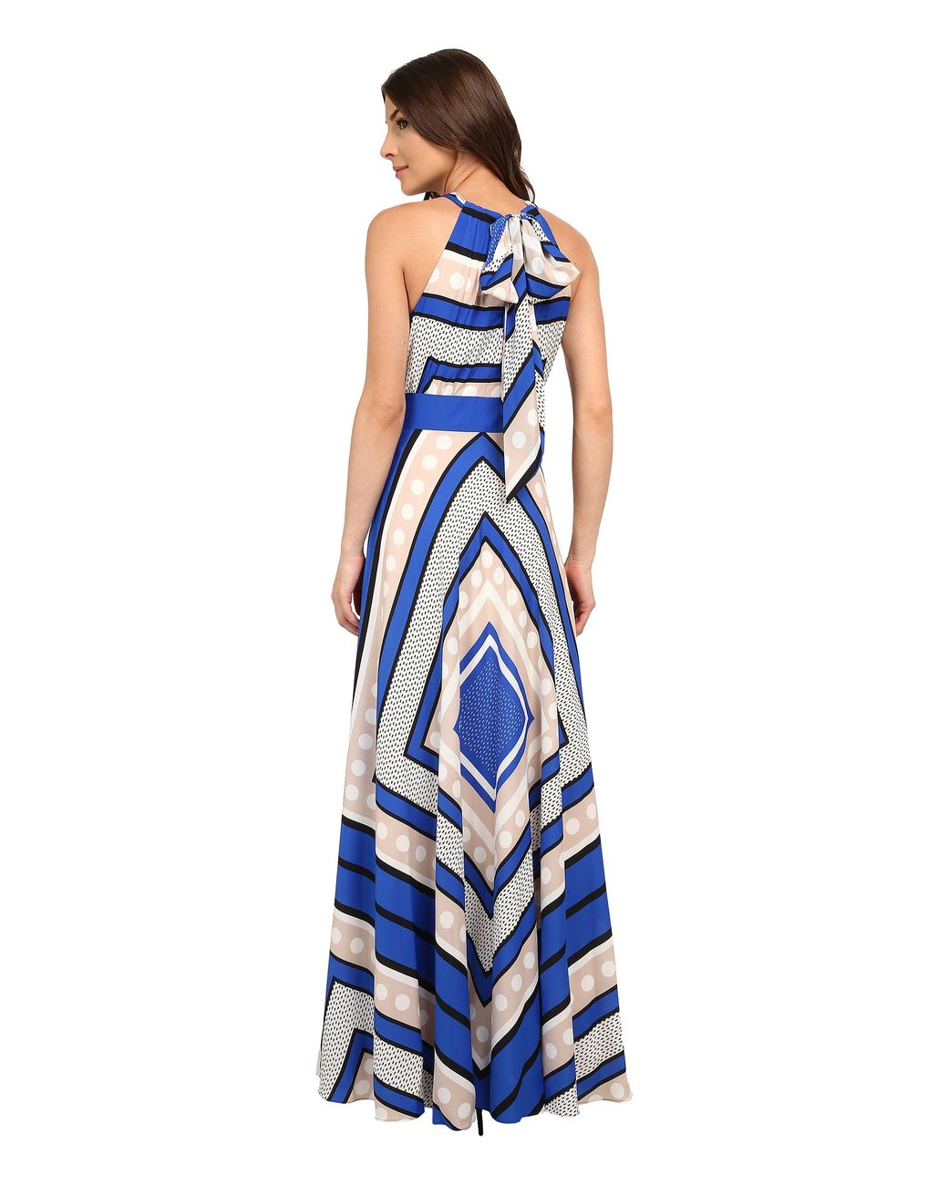 Eliza J Halter Maxi With Inset Waist in Blue | Lyst