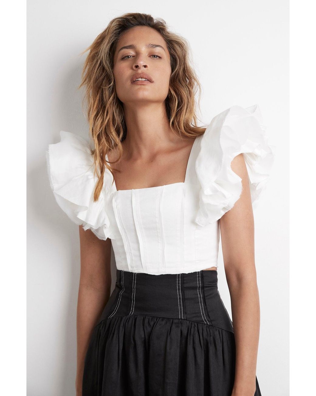 Aje. Vanades Frill Crop Top in White | Lyst