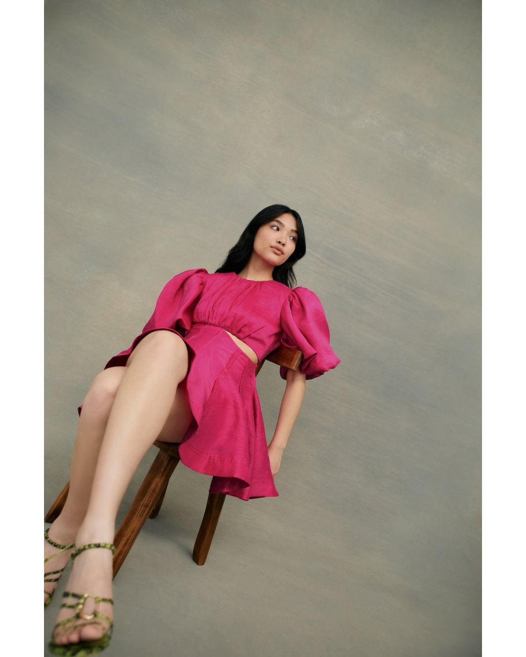 Aje. Linen Admiration Asymmetric Mini Dress in Fuchsia (Pink) | Lyst