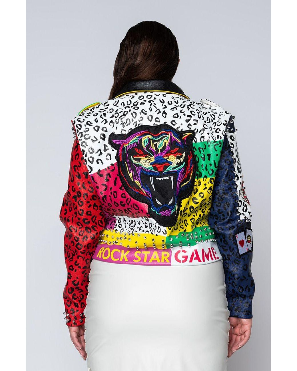 colorful moto jacket