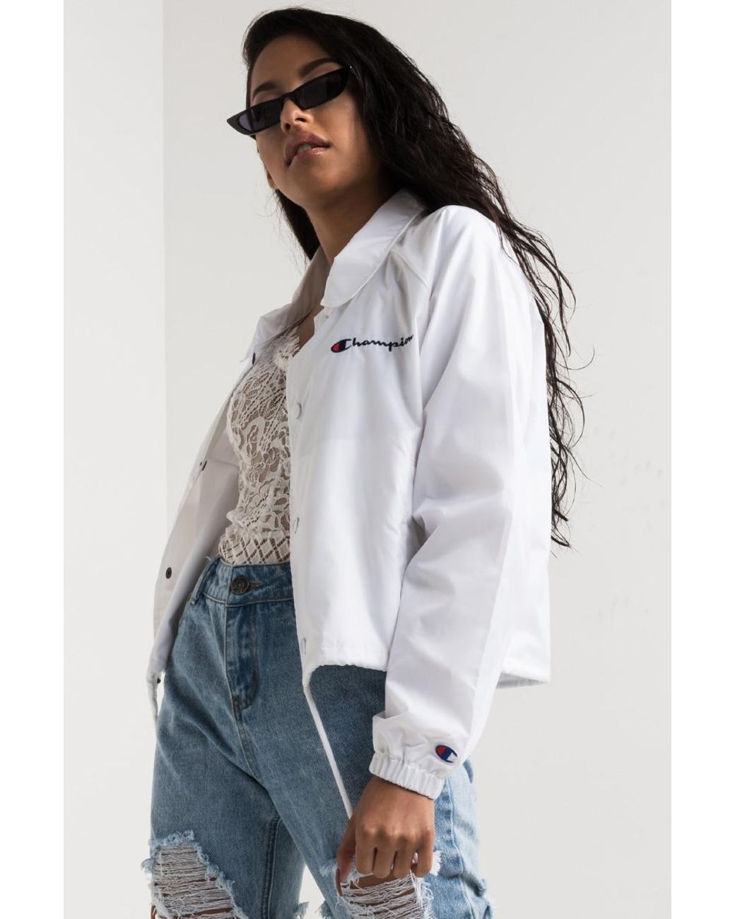 champion cropped coaches jacket