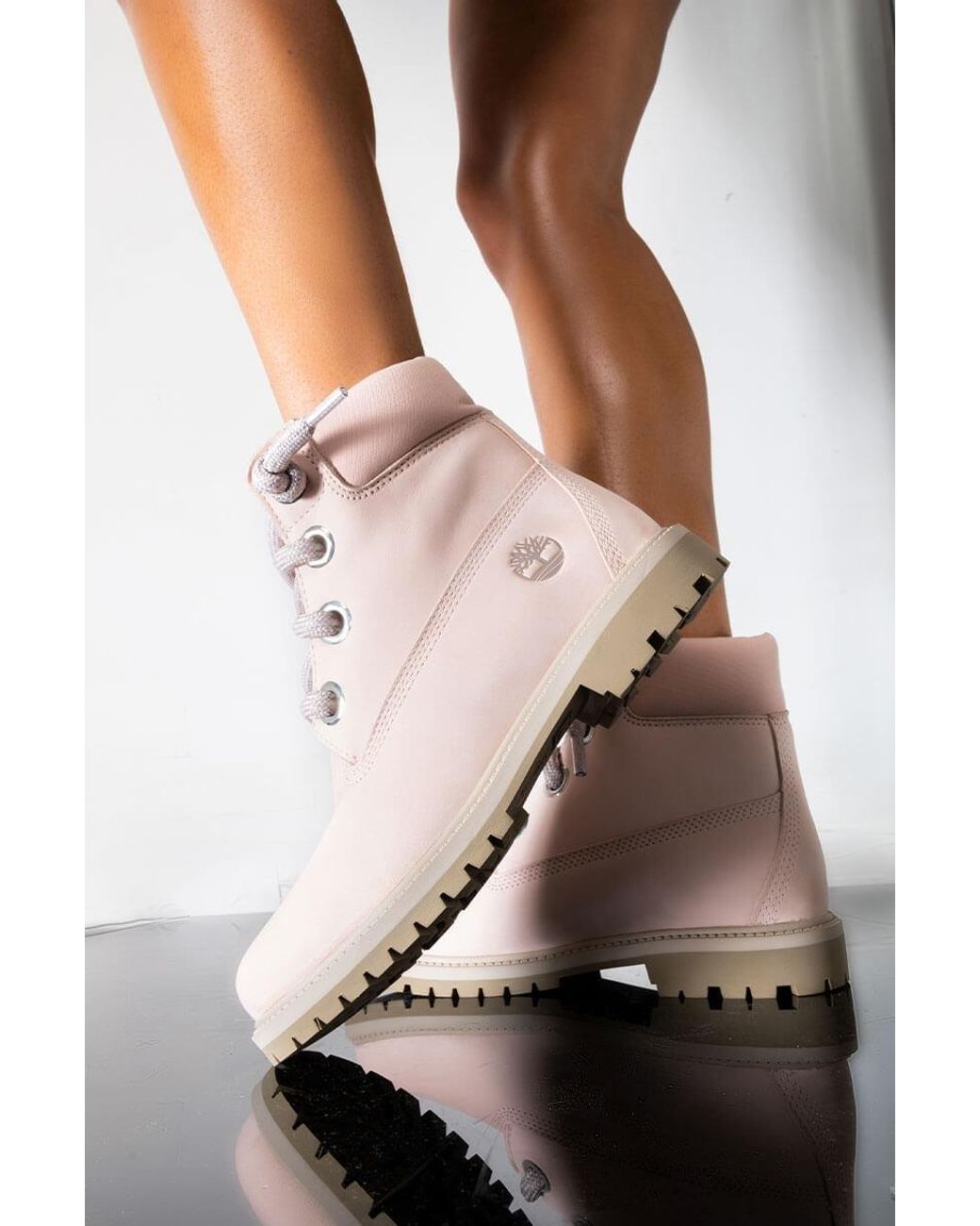 pink timberland laces