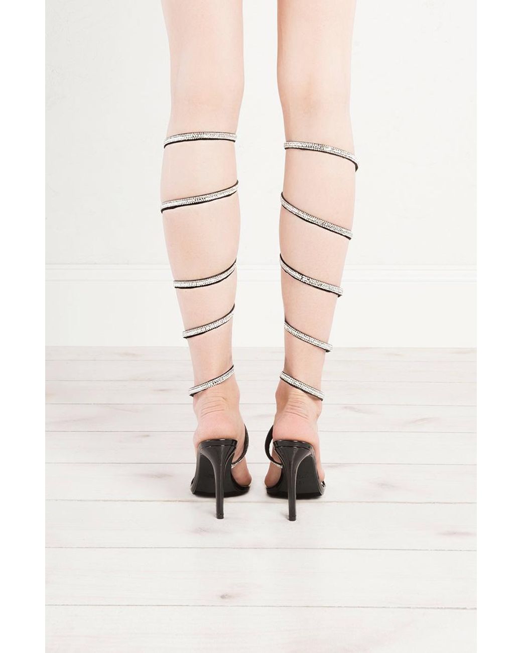 Legs Wrap Around Bling Heeled Sandals 