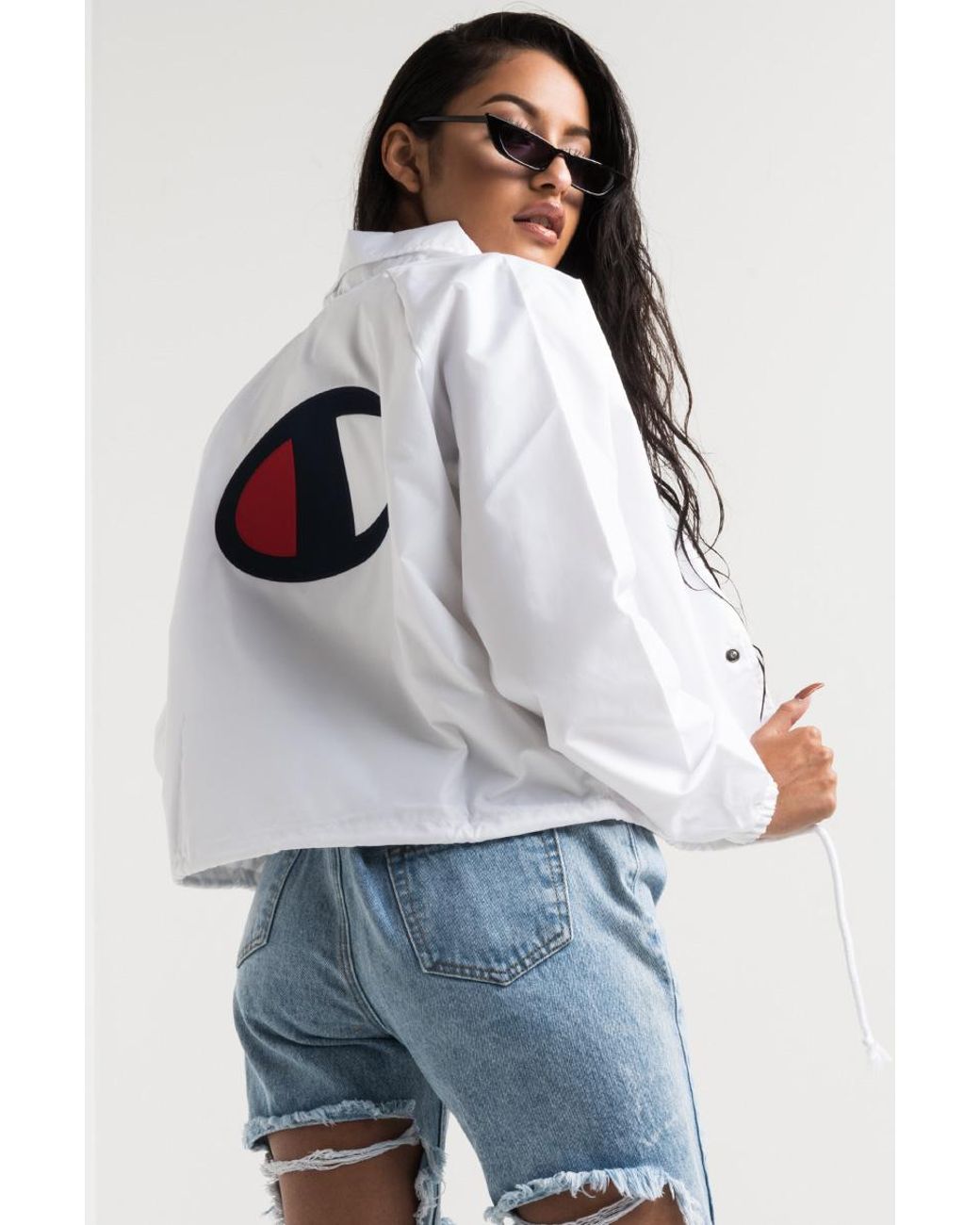 champion cropped coaches jacket