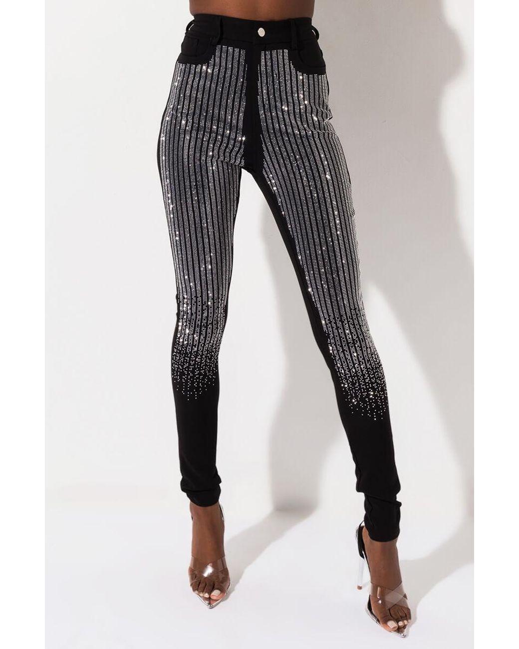 Rhinestone High Waisted Skinny Pants 