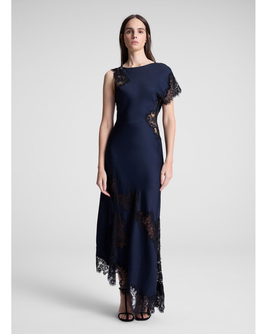 chinese dress ladies Alessia Satin Cowl Neck Slit Formal Dress