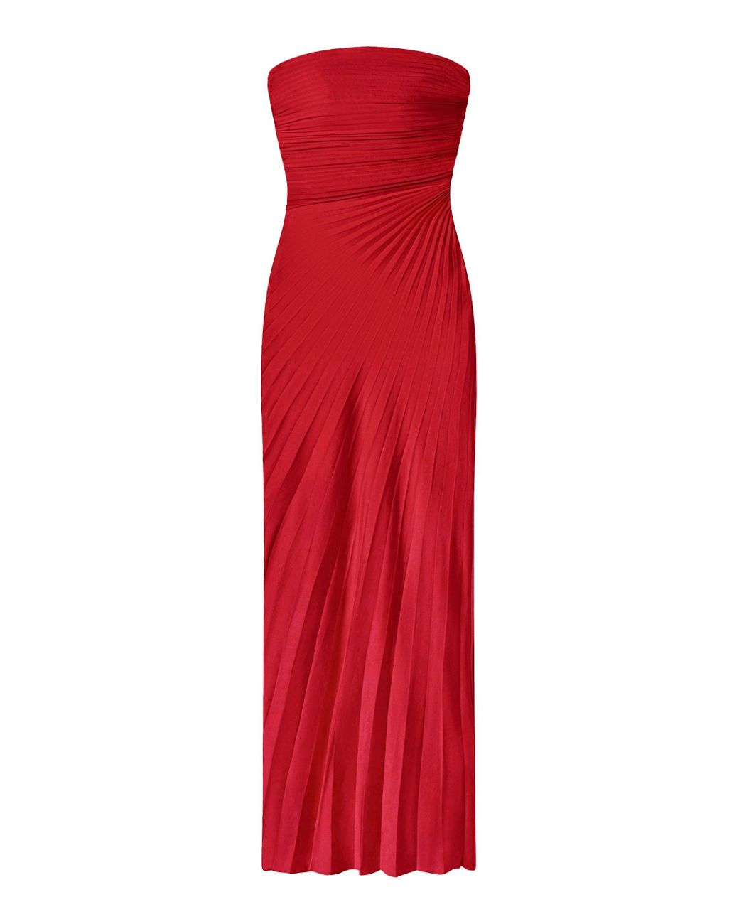 A.L.C. Bianca Strapless Pleated Maxi Dress in Red | Lyst
