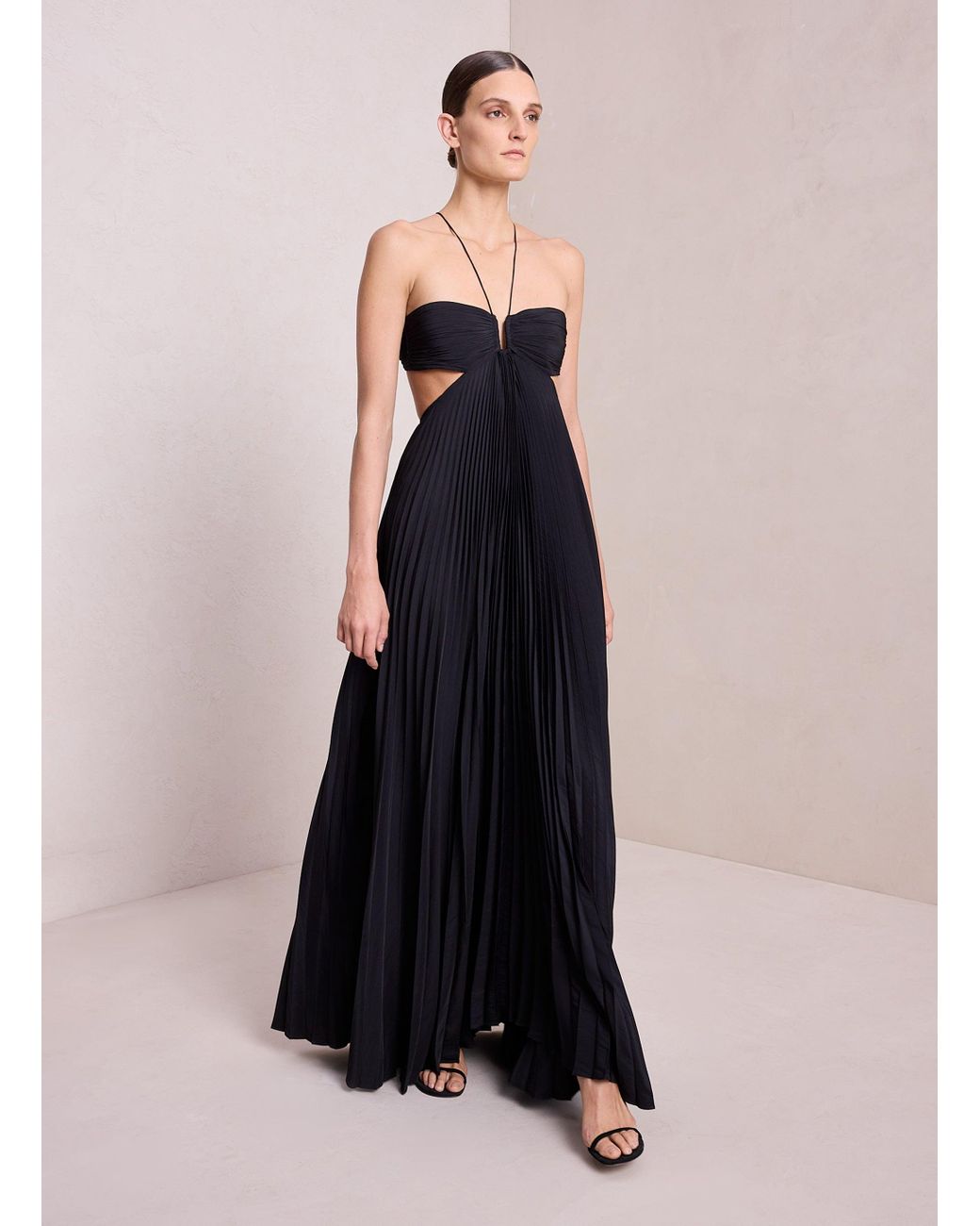 A.L.C. Moira Pleated Maxi Dress in Black | Lyst