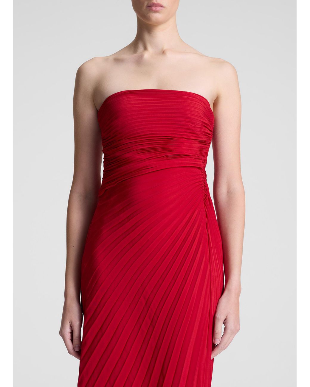 chinese dress ladies Bianca Strapless Pleated Maxi Dress