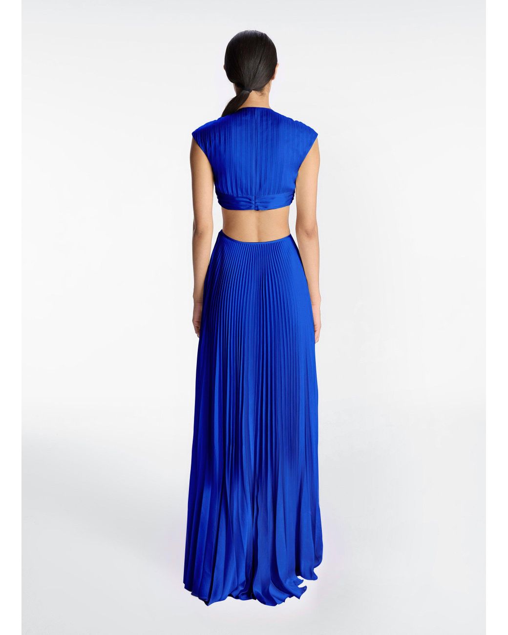 alejandra satin pleated dress A.L.C. Alejandra Satin Pleated Dress in Blue