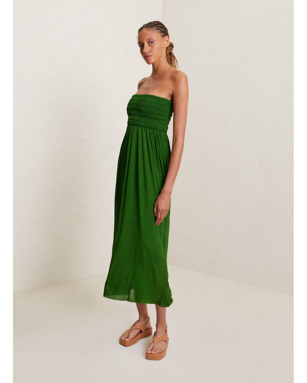A.L.C. Tierra Jersey Midi Dress in Green | Lyst