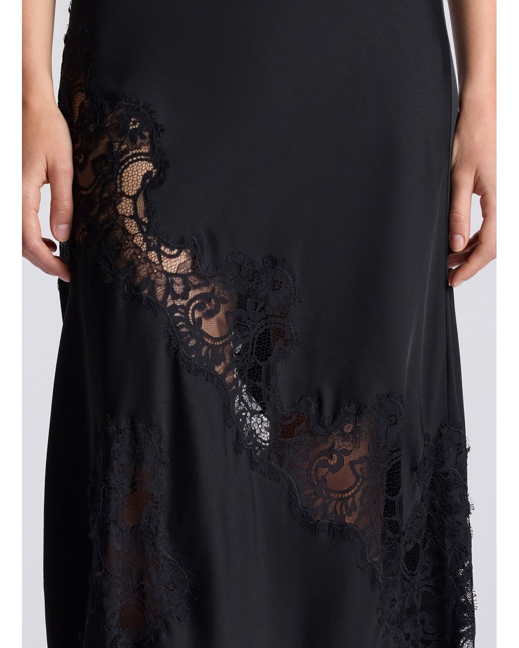 chinese dress ladies Iliana Cowl Neck High Slit Satin Column Dress in Navy Blue | Size: Xs | Satin Fabric main image 1
