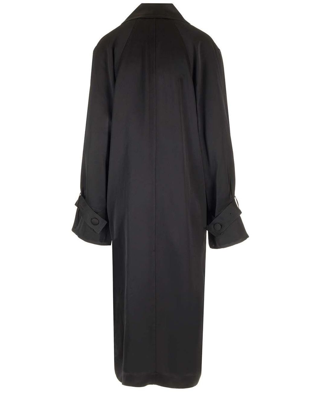 TOTEME Satin Trench Coat in Black | Lyst