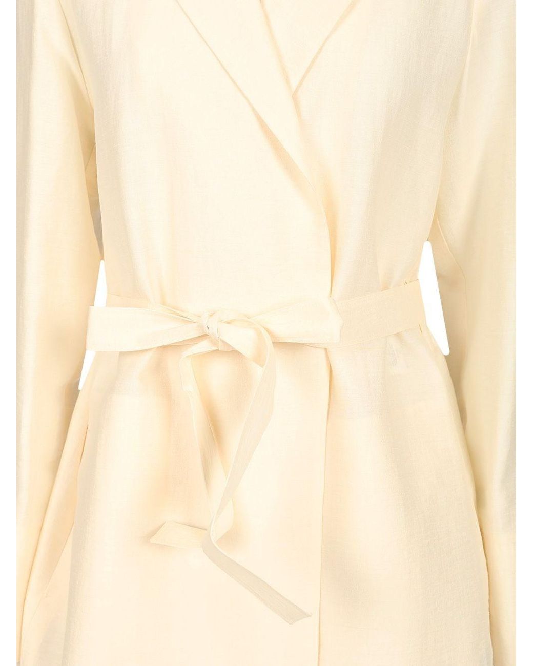 【Max Mara】Linen and silk canvas overcoat Max Mara Linen And Silk Canvas Overcoat in Natural | Lyst