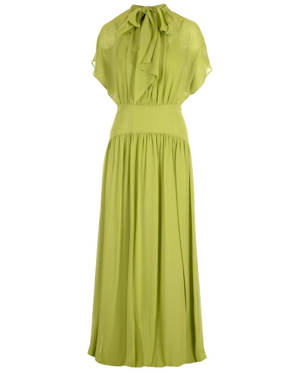 Max Mara Studio Chiffon Midi Dress in Green | Lyst
