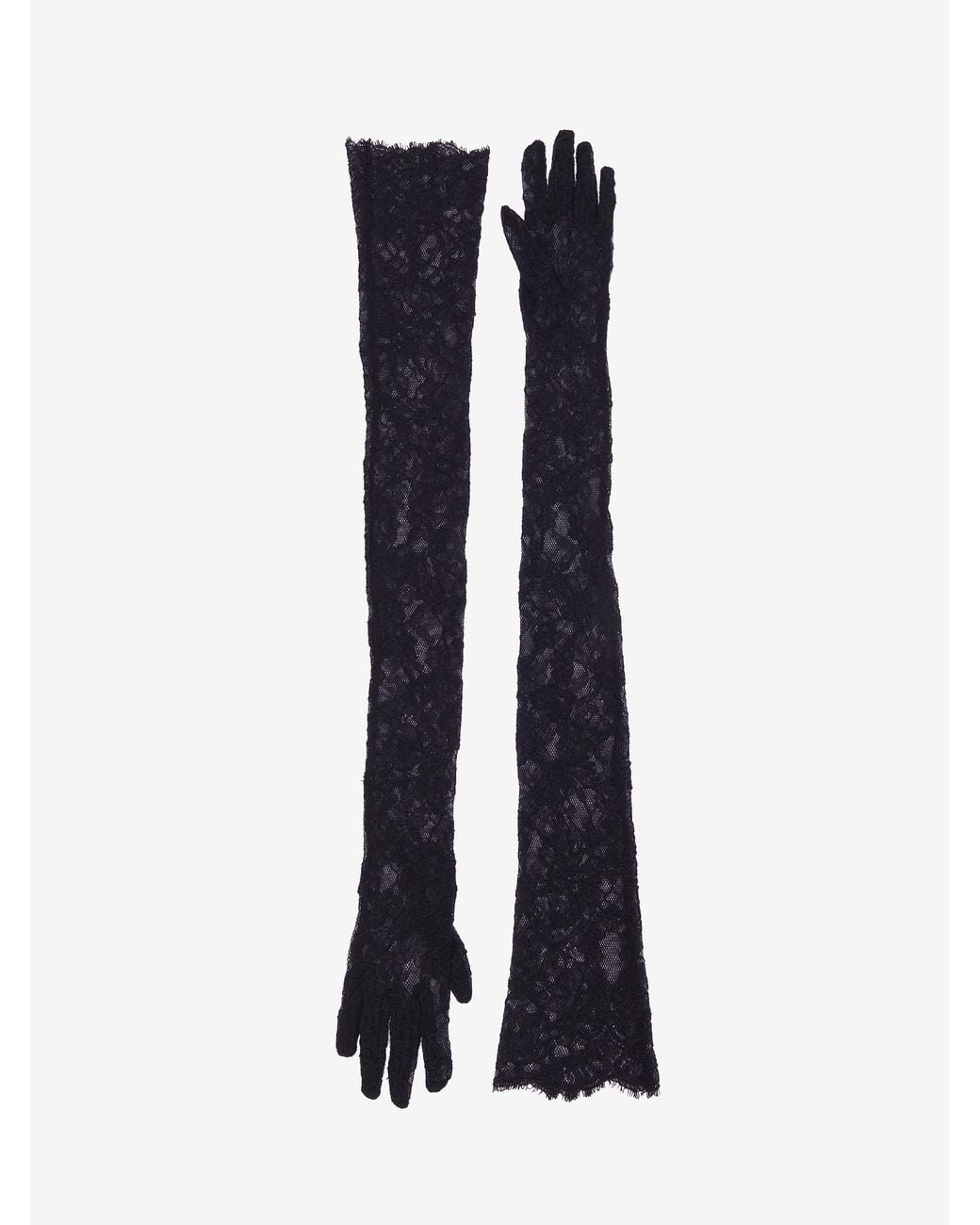 McQueen Blue Heritage Lace Evening Gloves