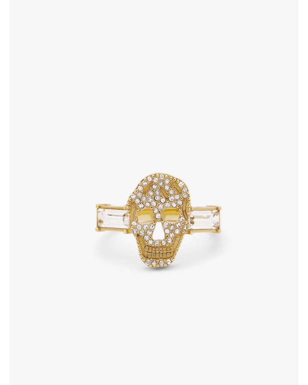 McQueen White Pavé Skull Ring
