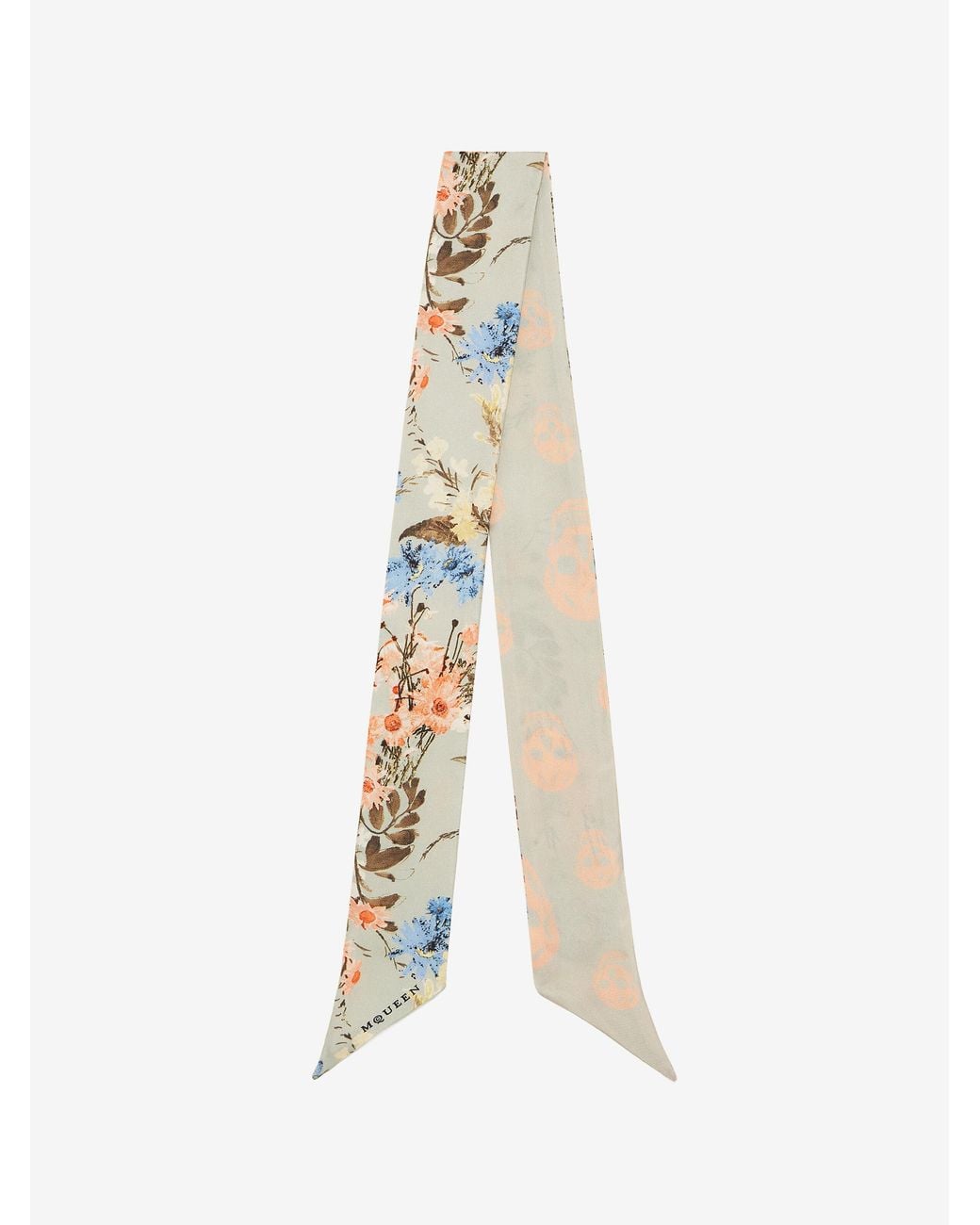 McQueen White Ribbon Wallpaper Floral Scarf