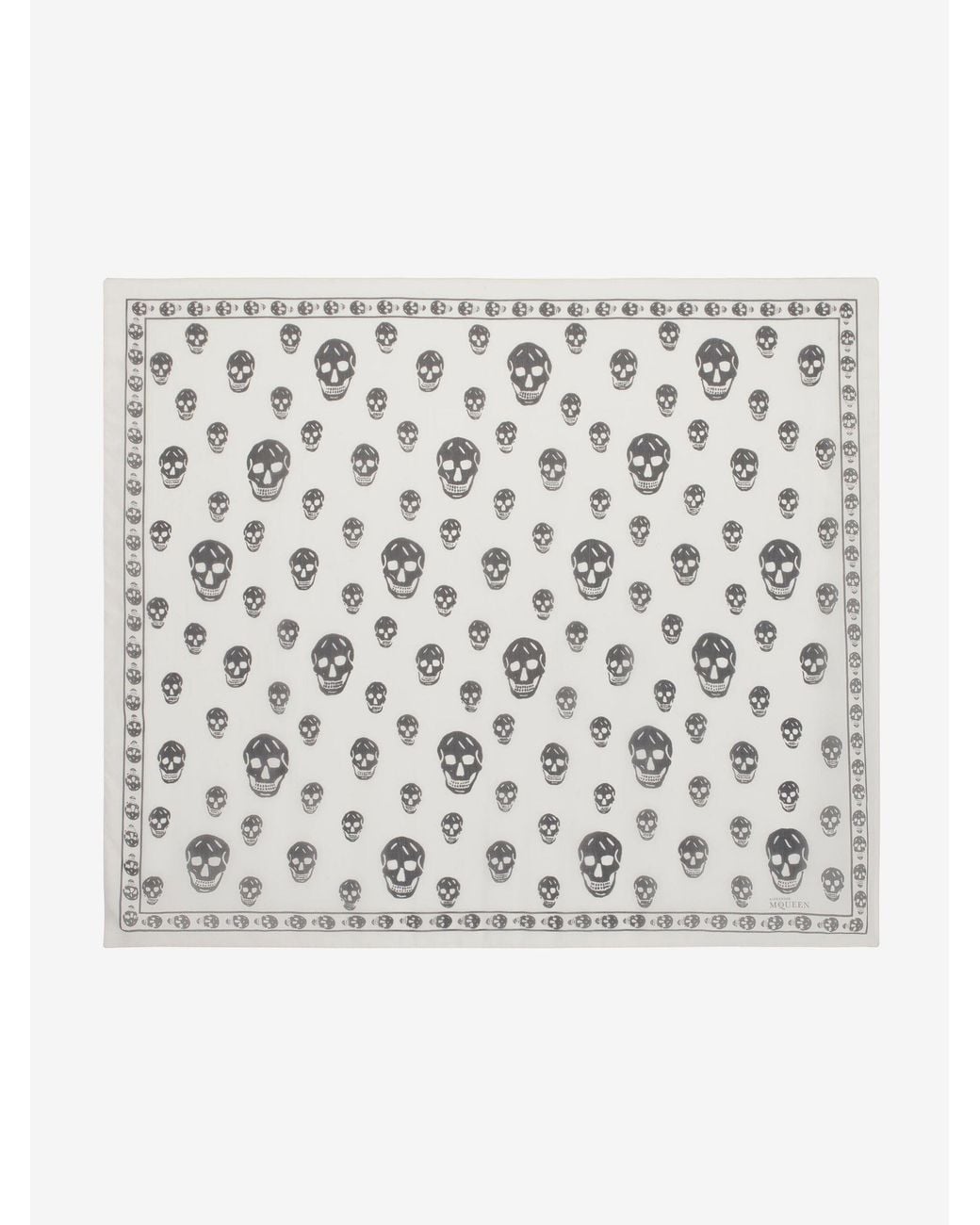 McQueen White Classic Silk Blend Skull Scarf