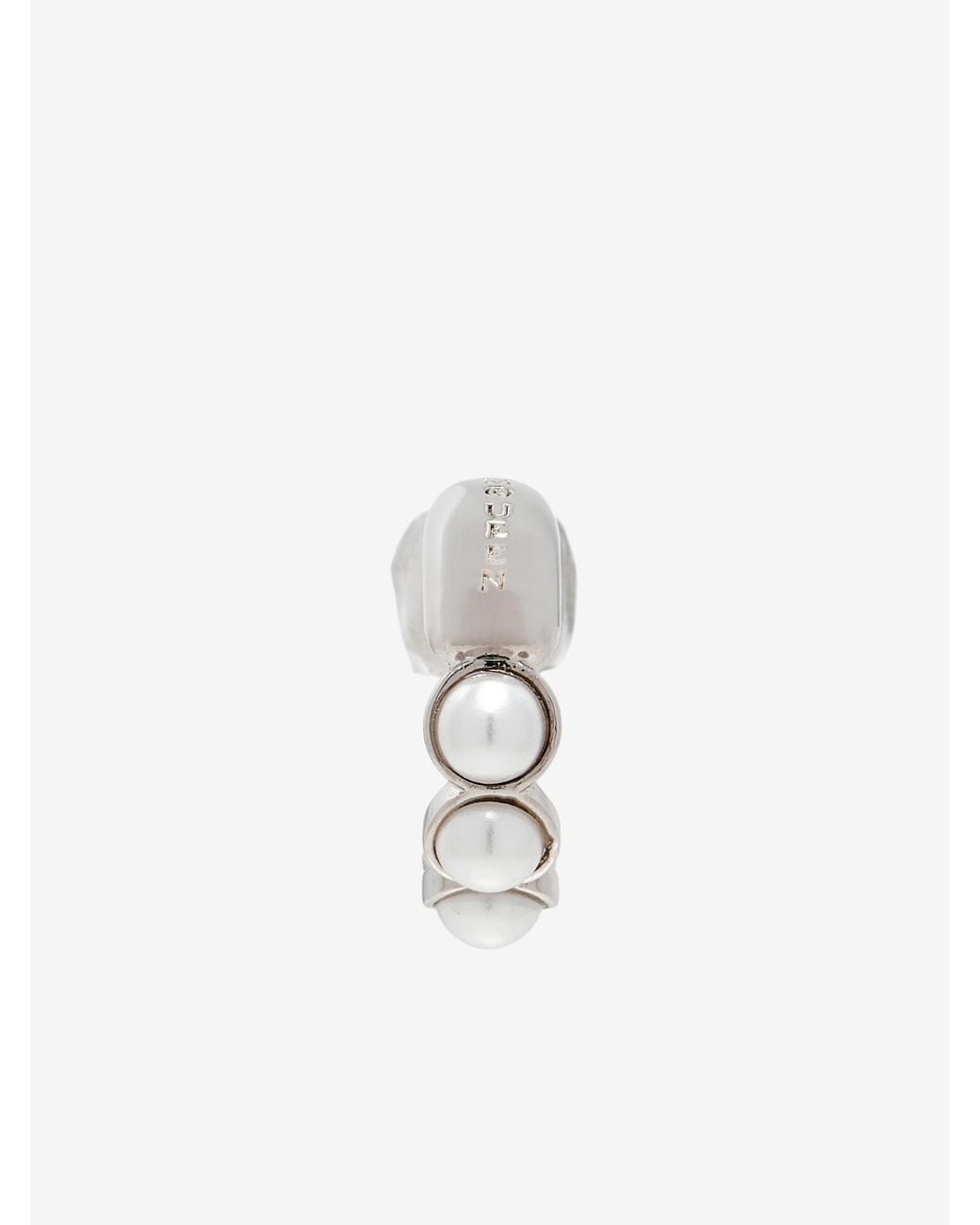 McQueen White Skull & Pearl Earring for men