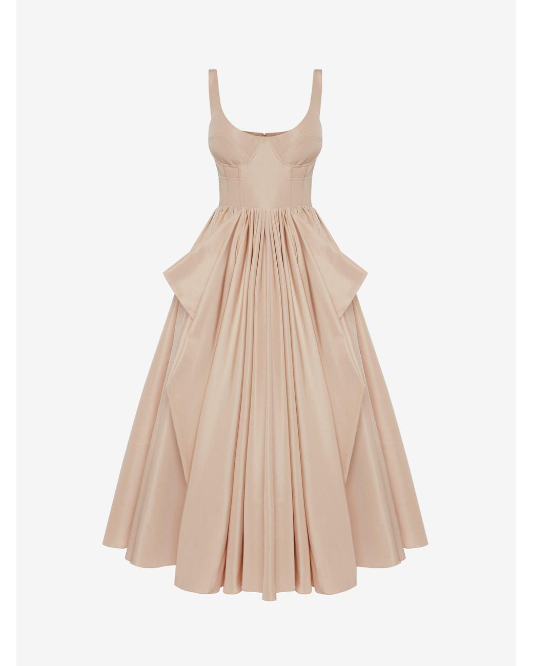 Alexander McQueen Synthetic Pink Corset Bow Drape Dress | Lyst
