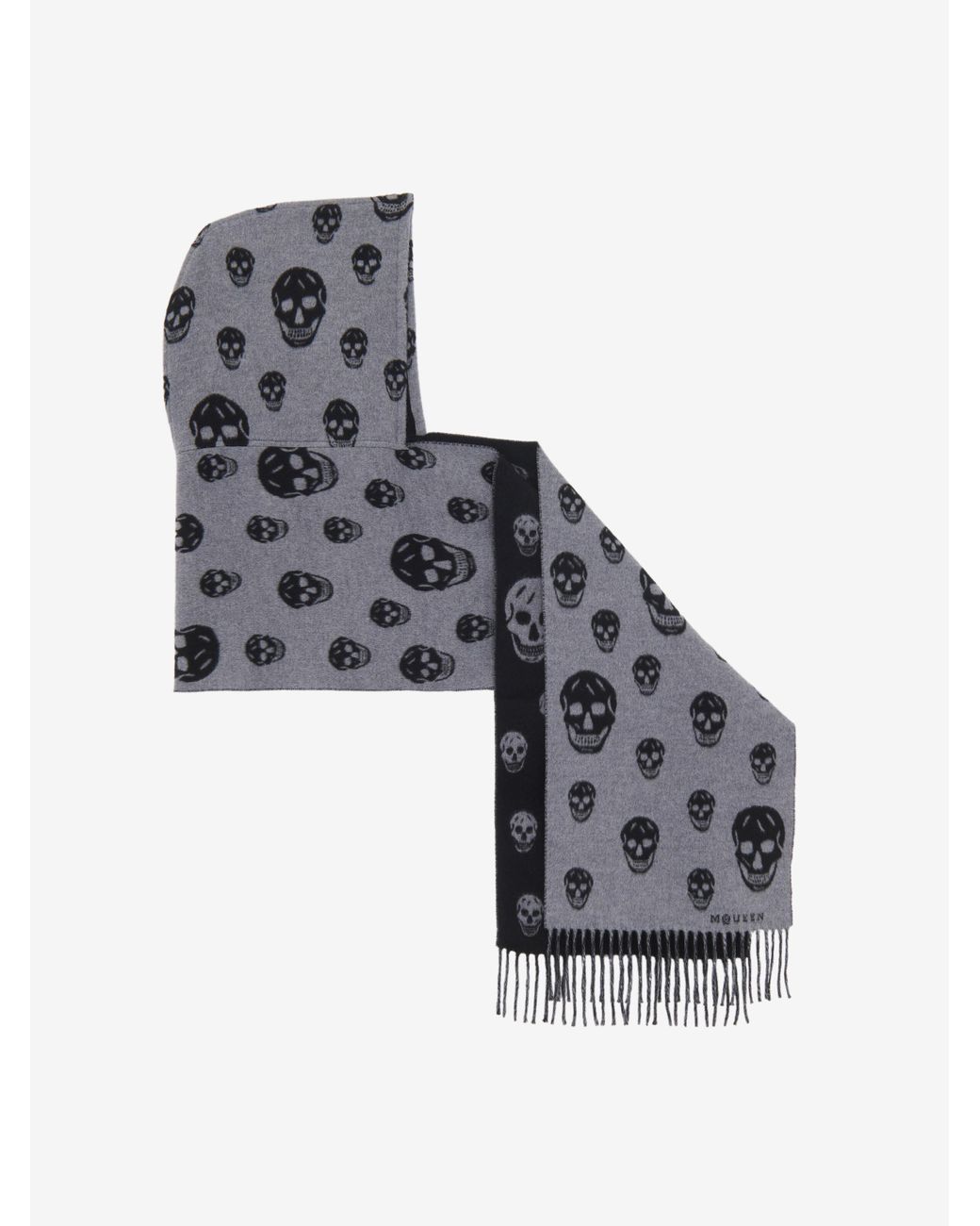 McQueen Reversible Hood Skull Scarf in Black | Lyst