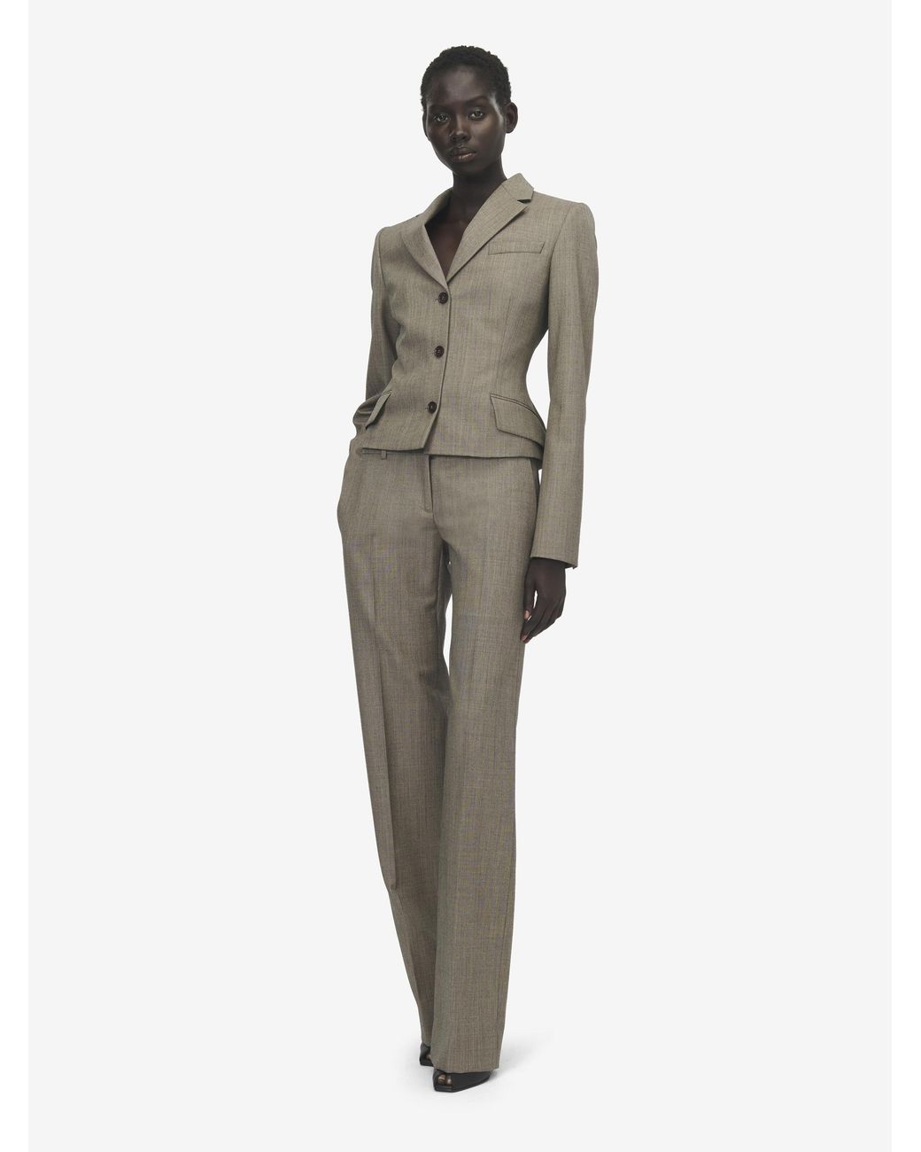 McQueen Gray Peplum Single-Breasted Jacket
