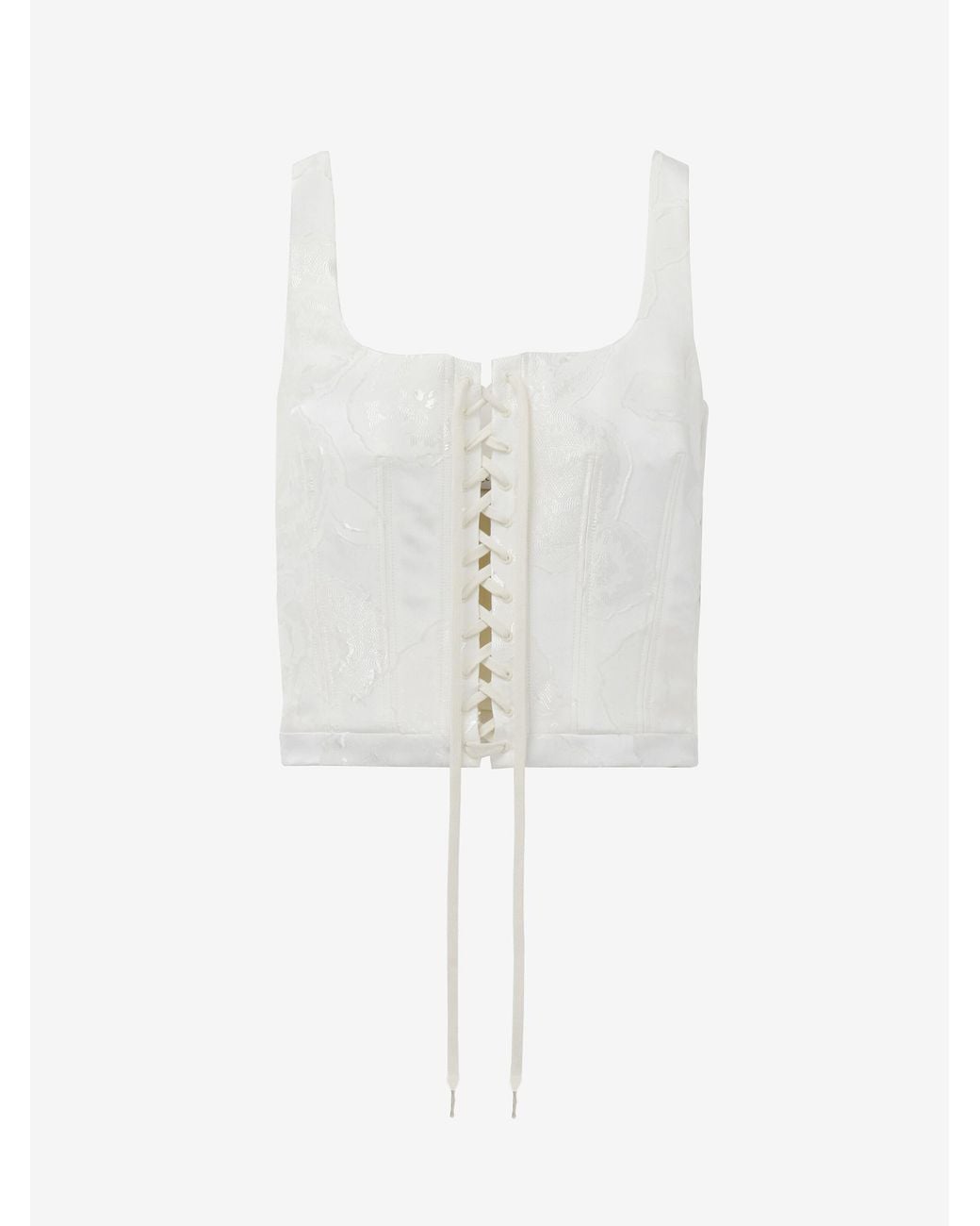 McQueen White Fil Coupé Floral Corset Top