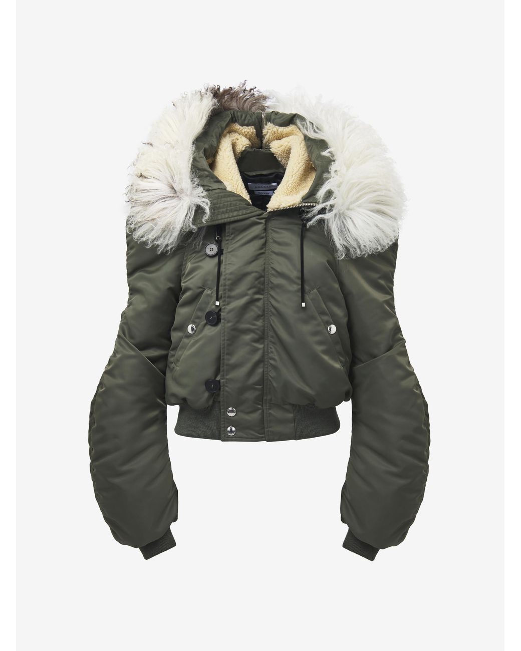 McQueen Shearling Collar Bomber Jacket in Green Lyst UK