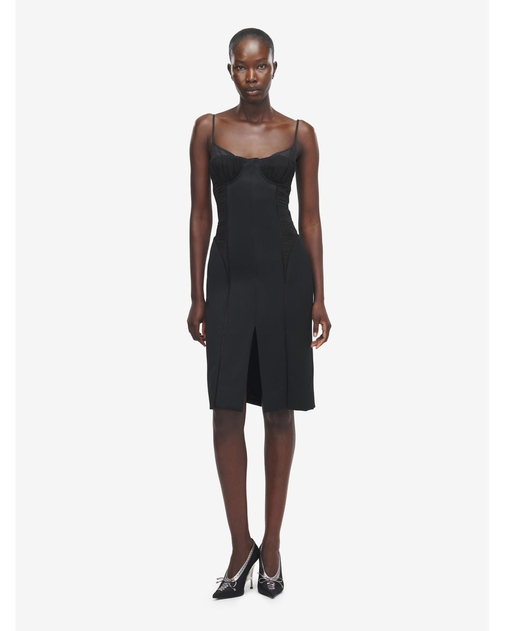 McQueen White Smocked Corset Dress