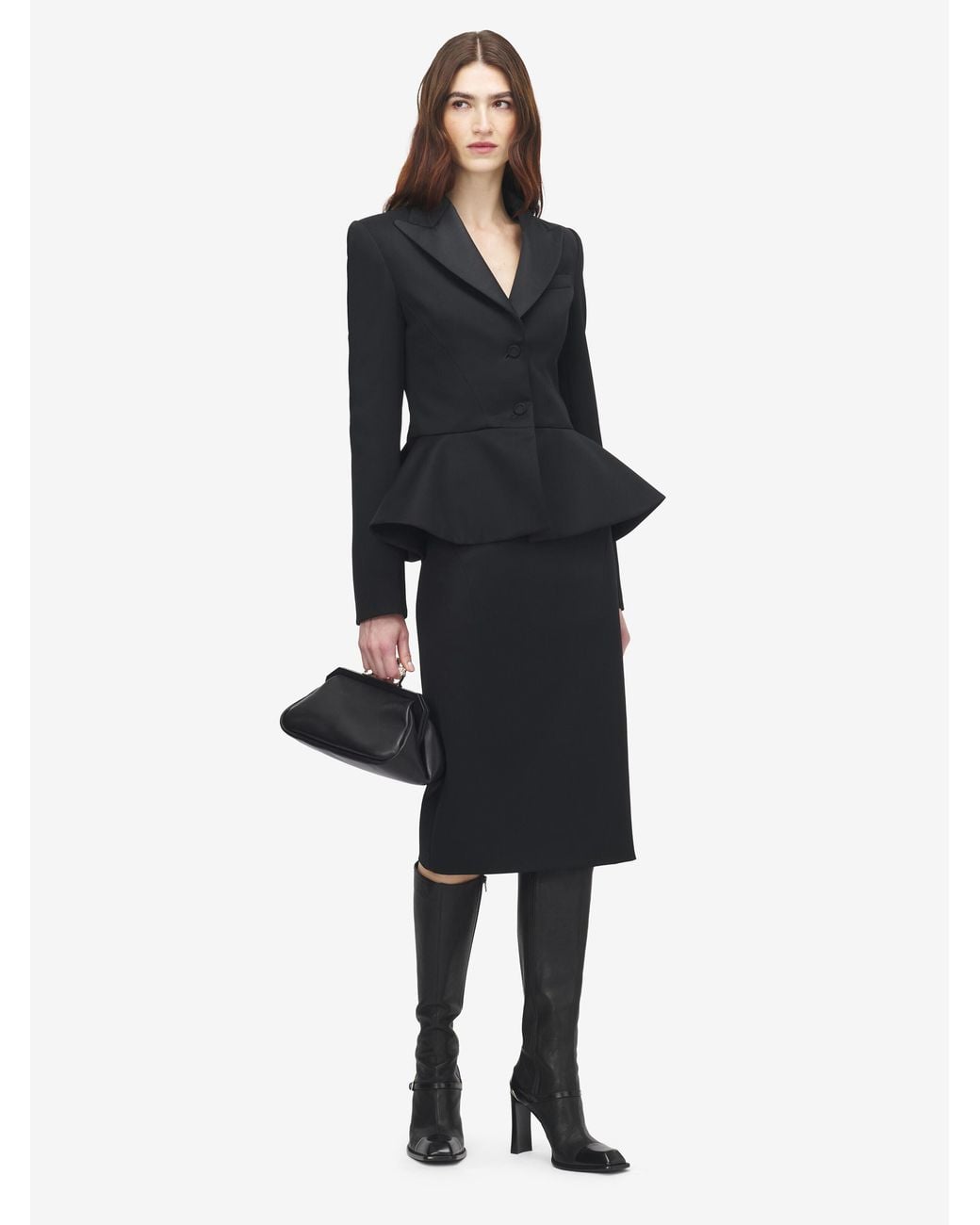 McQueen Black Low-Waisted Pencil Skirt
