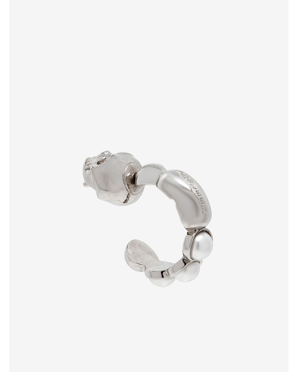 McQueen White Skull & Pearl Earring for men