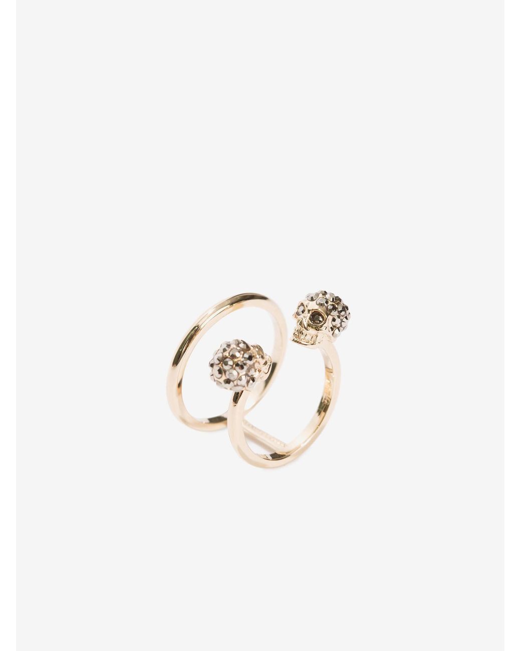 McQueen White Twin Skull Double Ring